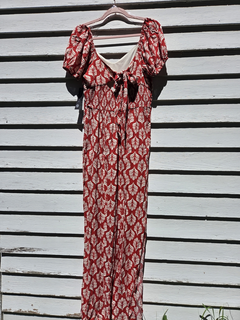 As U Wish Red Leaf-Print Jumpsuit - Picture 4 of 9
